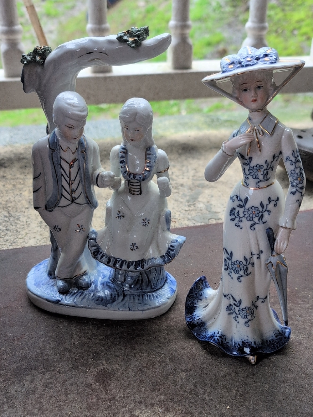 Porcelain Blue and White Victorian Figurines - Classic Home Art